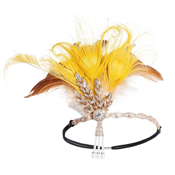Accessories - 2597 1920s Flapper Feather Headband Roaring 20s Gatsby Headpiece 1920s